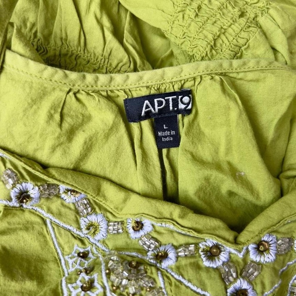 Vintage Y2K Apt 9 Lime Green Beaded Tank Top Size Large Boho Festival - Picture 8 of 8